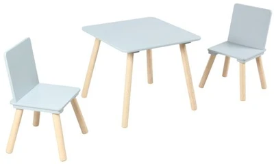 סט שולחן + 2 כיסאות עץ לבן