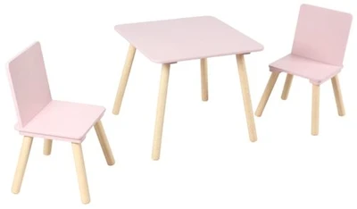 סט שולחן + 2 כיסאות עץ לבן