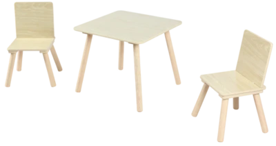 סט שולחן + 2 כיסאות עץ לבן