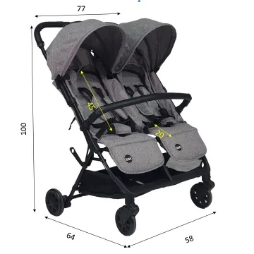 עגלת תאומים TWINYאפור מלאנז'