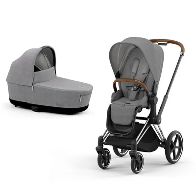 עגלה משולבת סייבקס פריאם 4 | שלדה כרום עם ידית חומה – 4 Cybex Priam